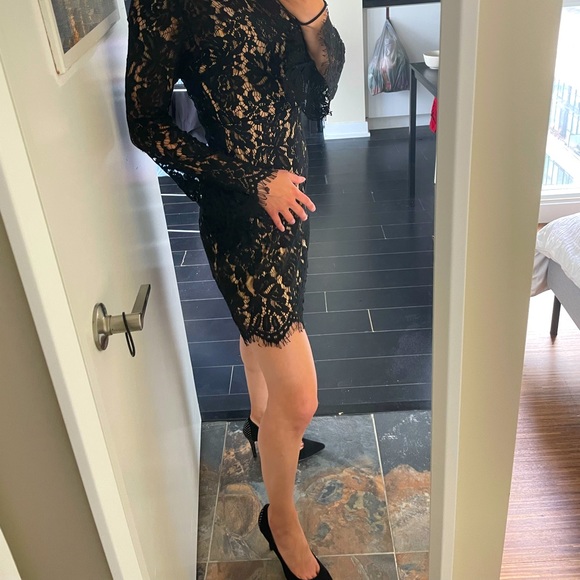 Lacy black mini dress size S - Picture 1 of 5